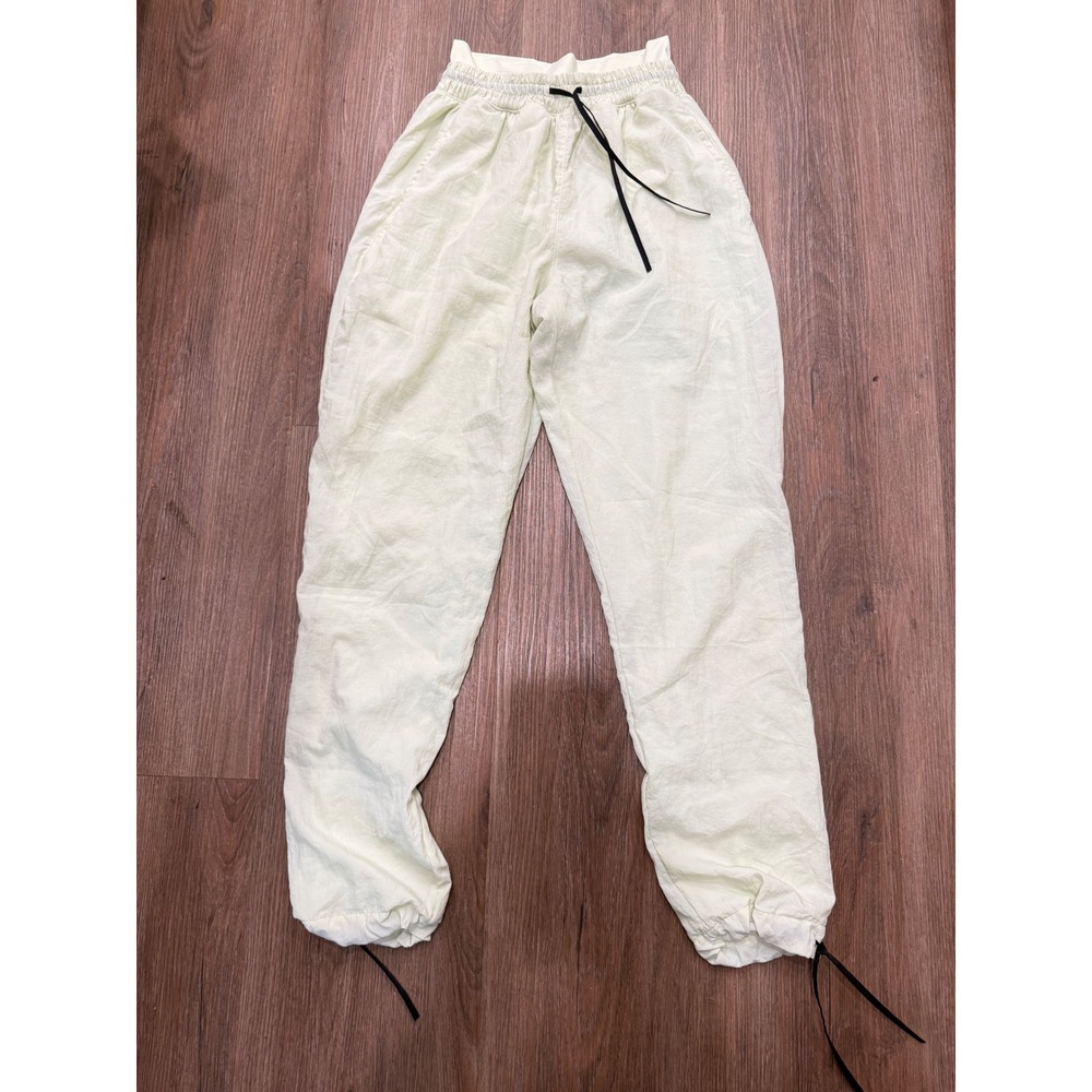 Gymshark Womens XS‎ Woven Joggers Pale Lime Green High Rise Bungee Hem